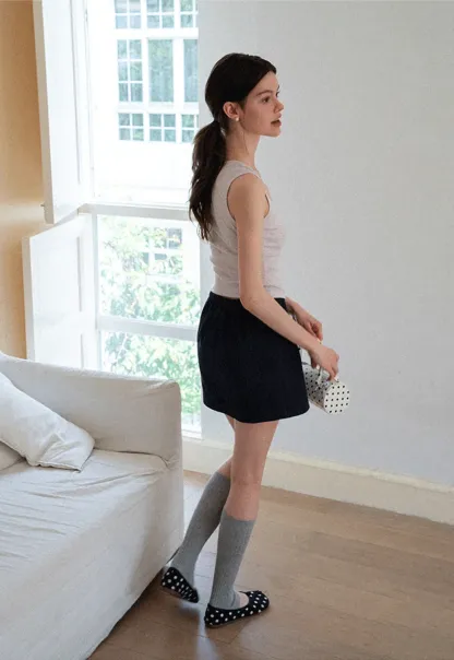 Ribbed Knit Square Neck Sleeveless Top