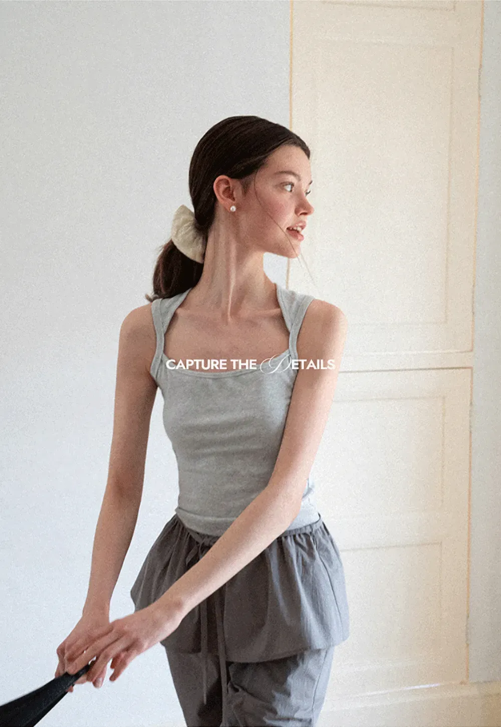 Ribbed Knit Square Neck Sleeveless Top