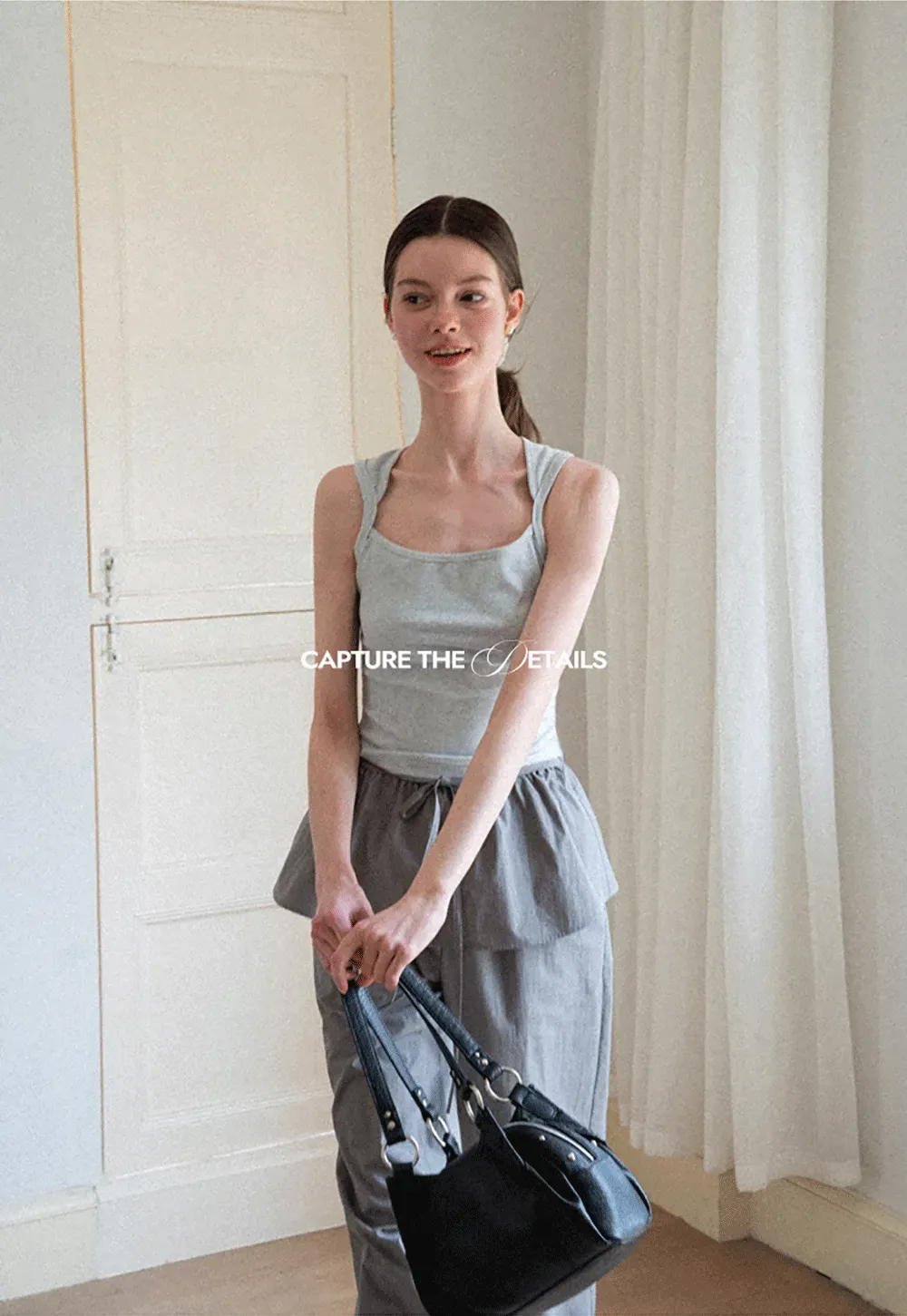 Ribbed Knit Square Neck Sleeveless Top