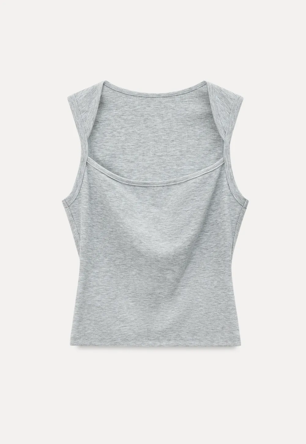 Ribbed Knit Square Neck Sleeveless Top