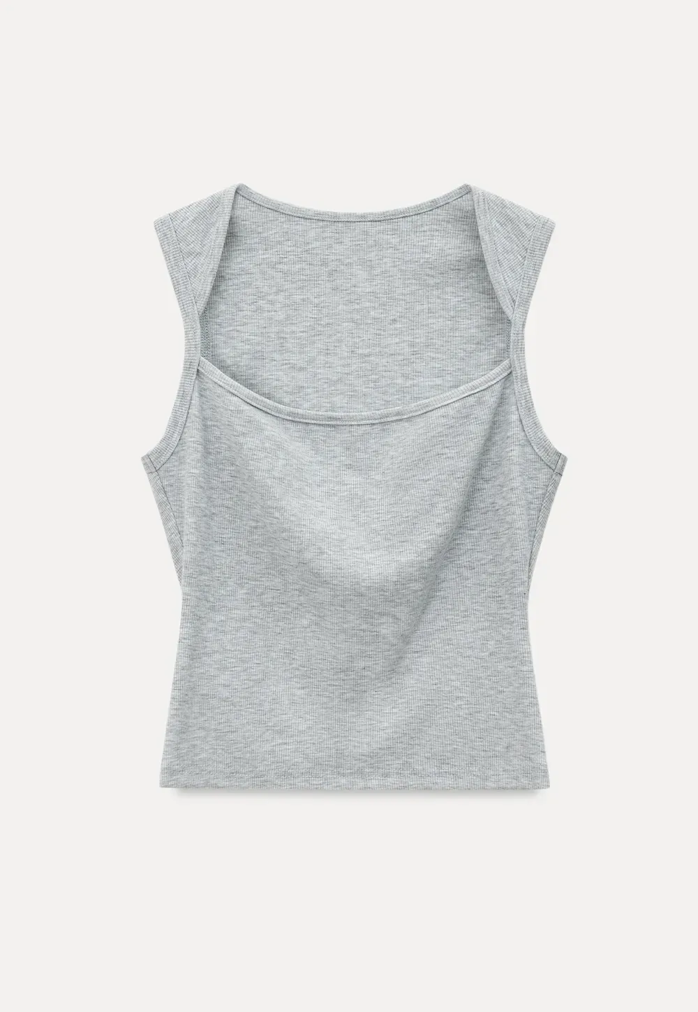 Ribbed Knit Square Neck Sleeveless Top
