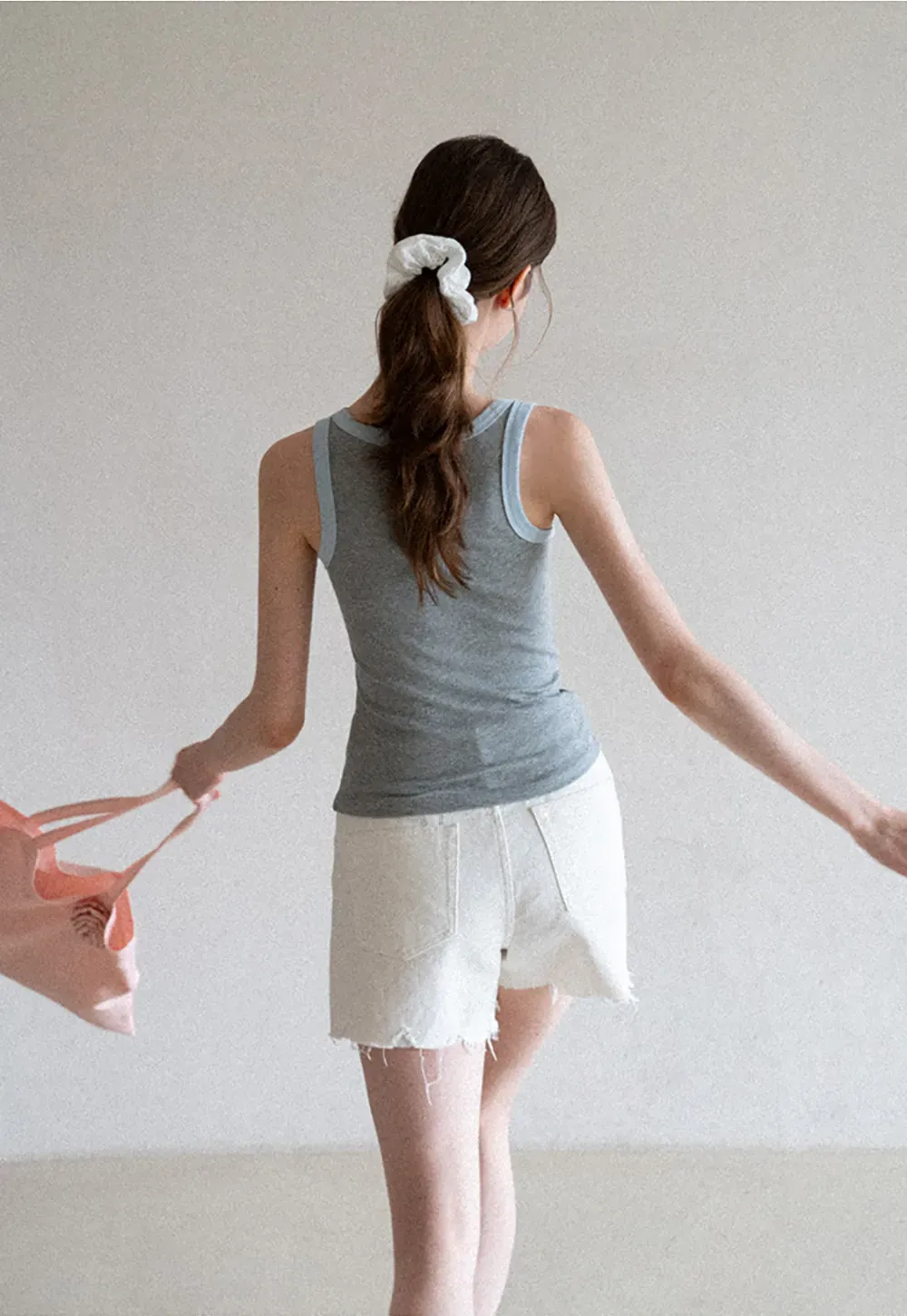 V Neck Button Front Ribbed Knit Tank Top