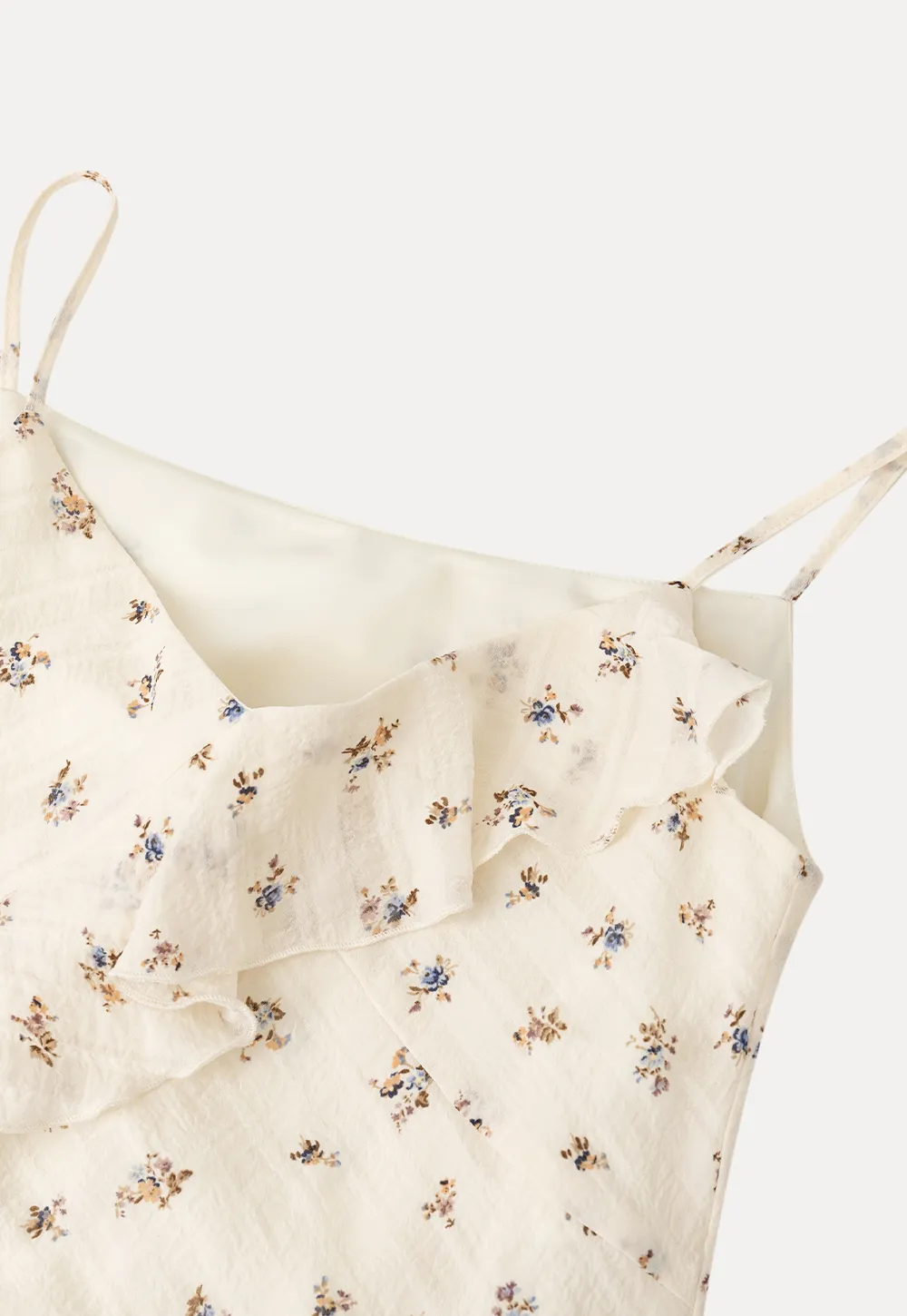 Floral Print Ruffled Asymmetrical Choker Tank Top