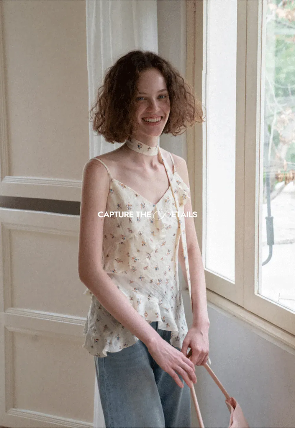 Floral Print Ruffled Asymmetrical Choker Tank Top