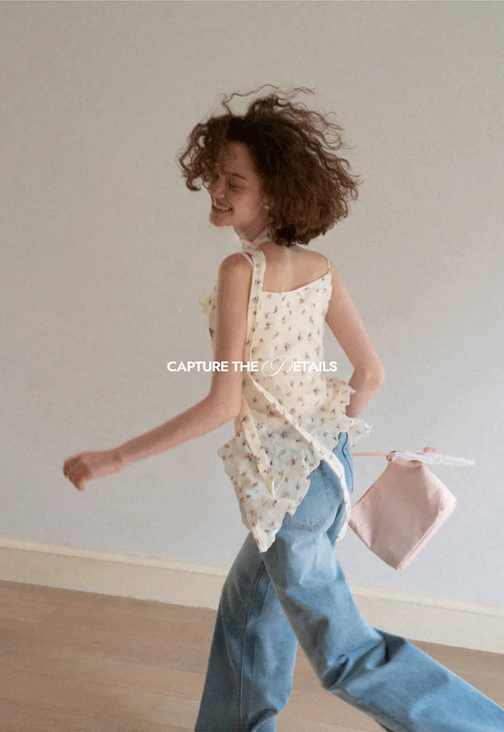 Floral Print Ruffled Asymmetrical Choker Tank Top