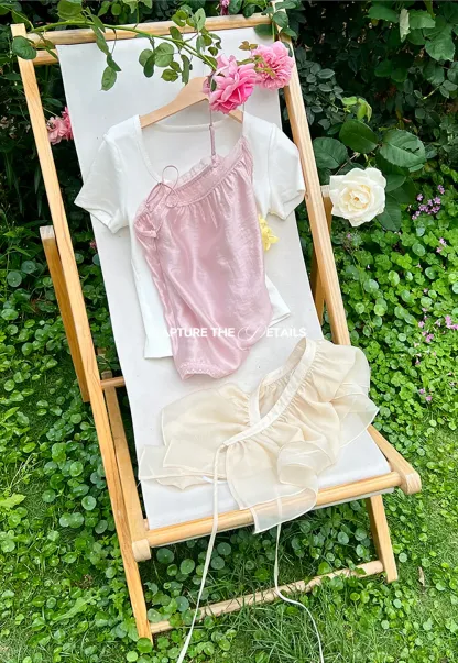 Sheer Layered Top with Floral Applique and Lace Trim