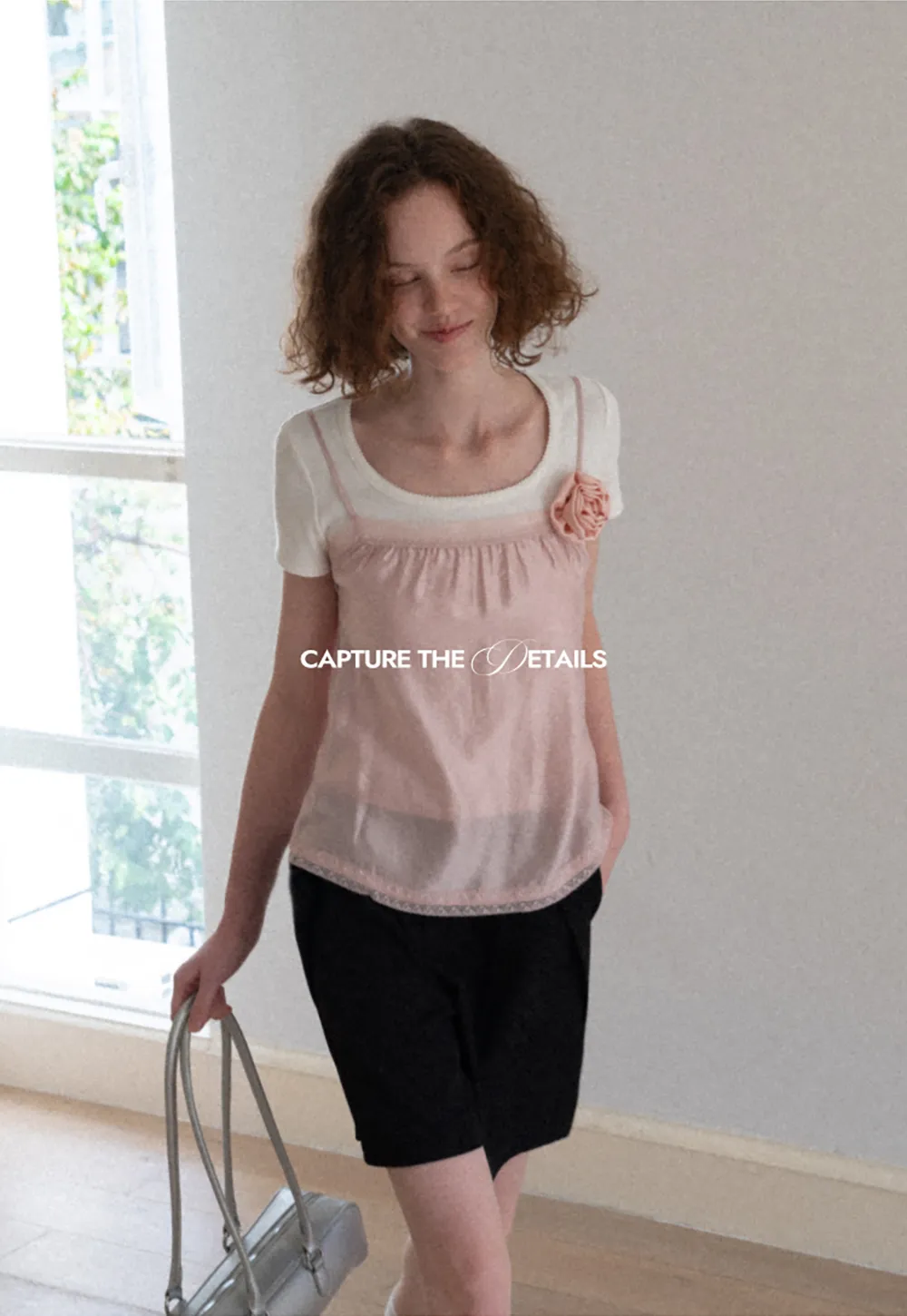 Sheer Layered Top with Floral Applique and Lace Trim