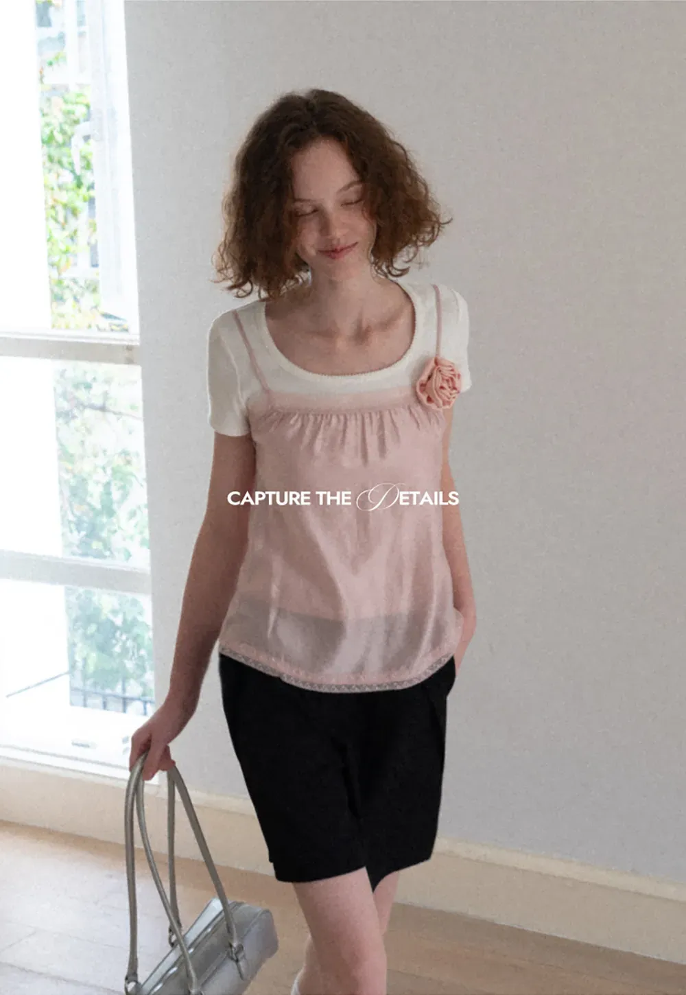 Sheer Layered Top with Floral Applique and Lace Trim