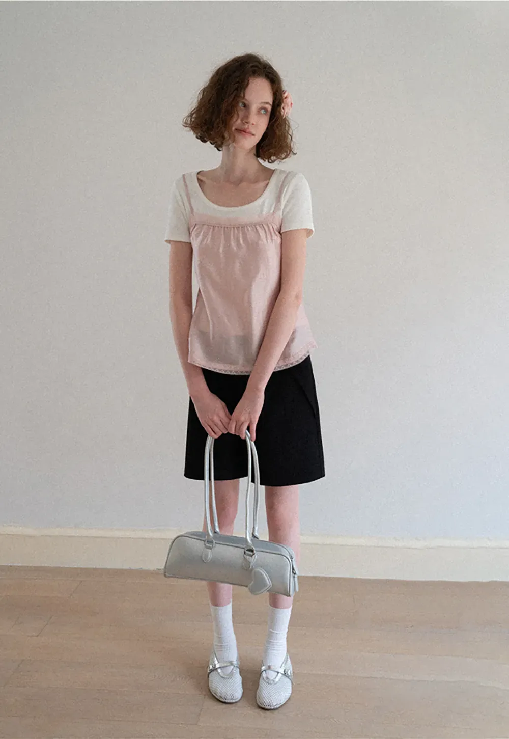 Sheer Layered Top with Floral Applique and Lace Trim