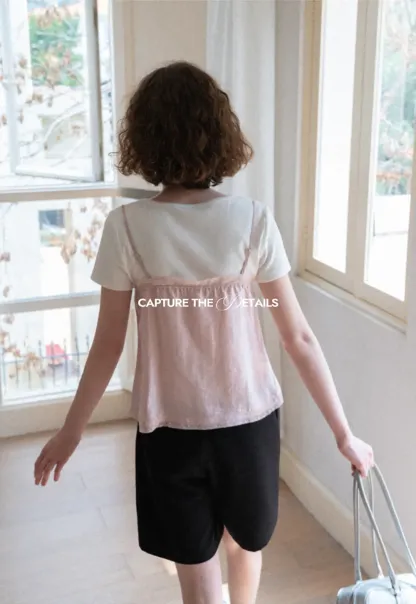 Sheer Layered Top with Floral Applique and Lace Trim