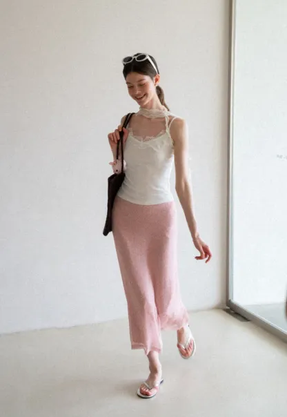 Lace Trim Halter Neck Tank Top