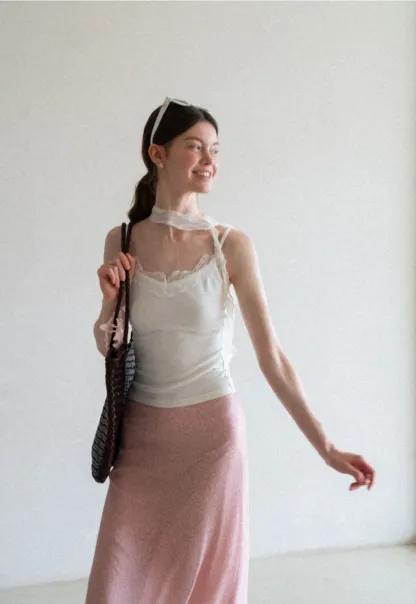 Lace Trim Halter Neck Tank Top