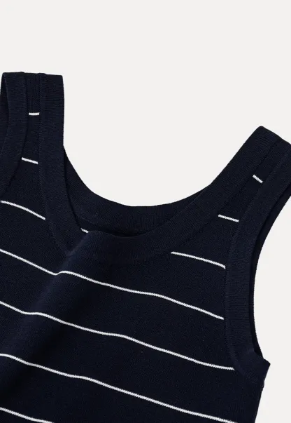 Horizontal Striped Ribbed Knit Tank Top