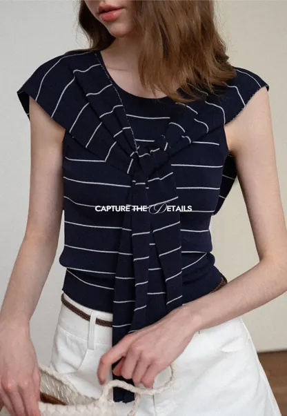 Horizontal Striped Ribbed Knit Tank Top