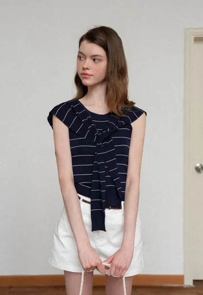 Horizontal Striped Ribbed Knit Tank Top