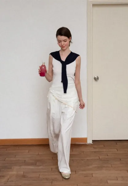 Horizontal Striped Ribbed Knit Tank Top