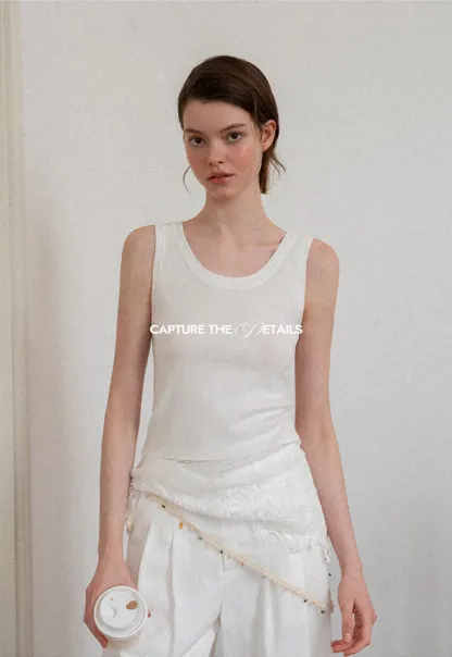 Horizontal Striped Ribbed Knit Tank Top