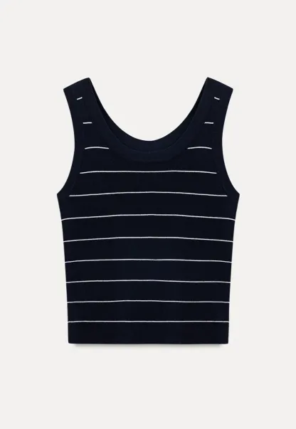 Horizontal Striped Ribbed Knit Tank Top