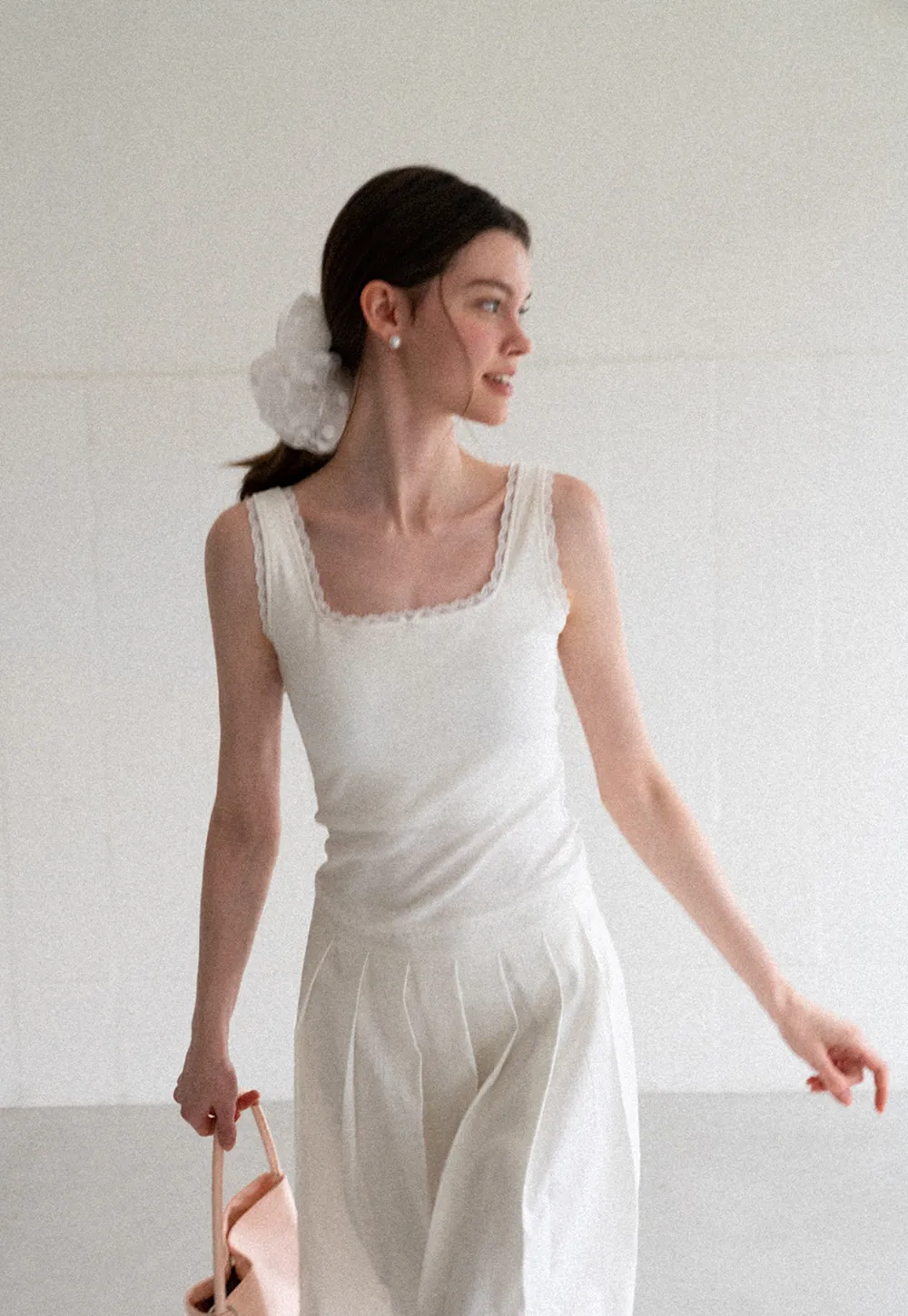 Lace Trim Square Neck Tank Top