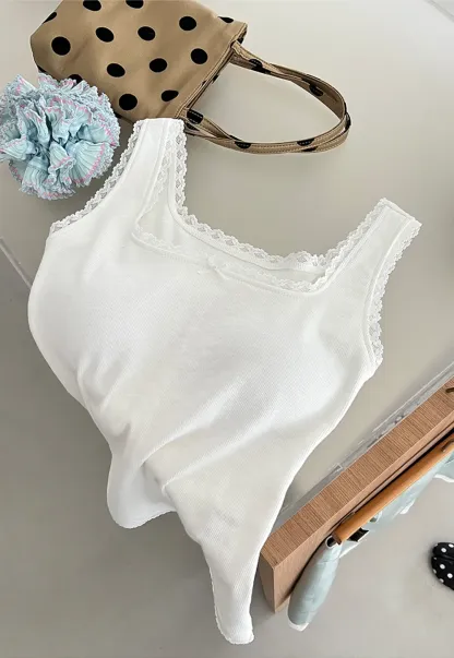 Lace Trim Square Neck Tank Top