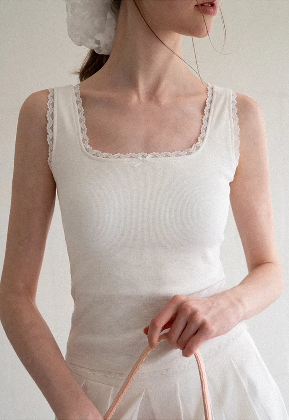 Lace Trim Square Neck Tank Top