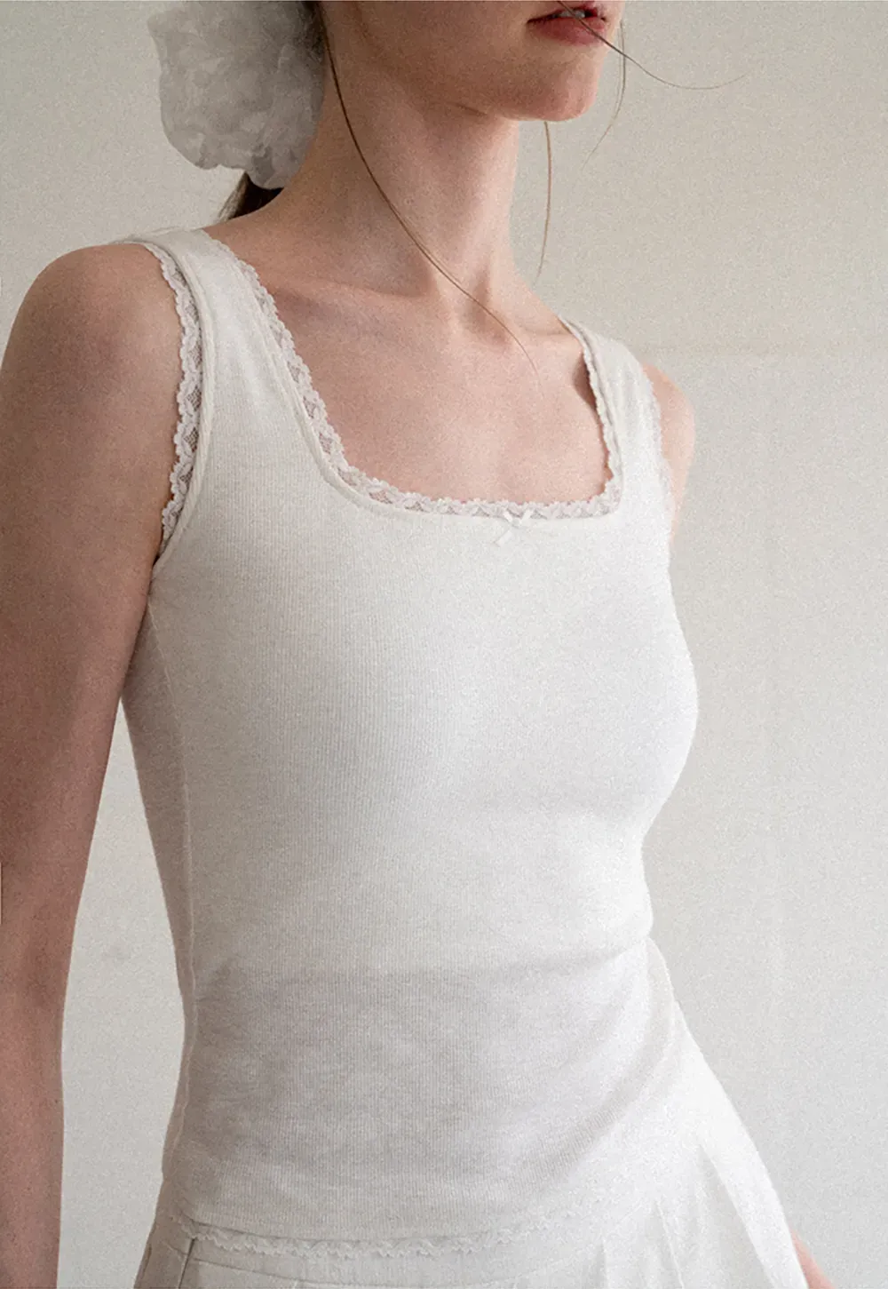 Lace Trim Square Neck Tank Top