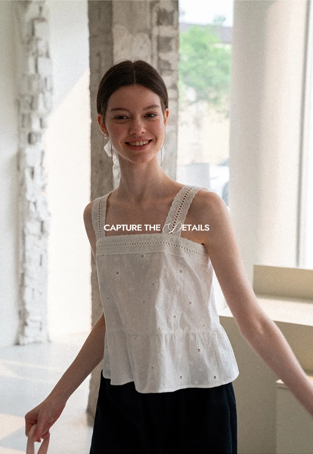 Lace Trim Square Neck Embroidered Tank Top
