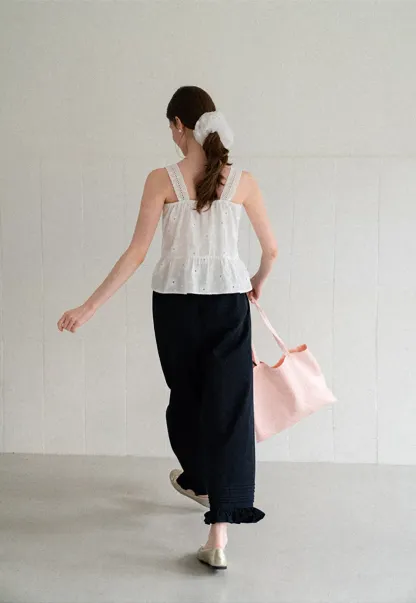 Lace Trim Square Neck Embroidered Tank Top