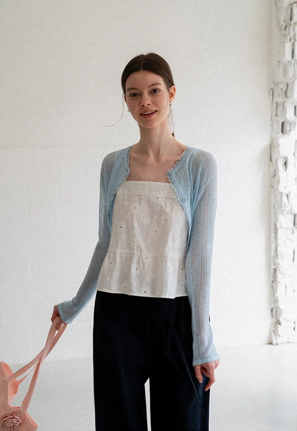 Lace Trim Square Neck Embroidered Tank Top