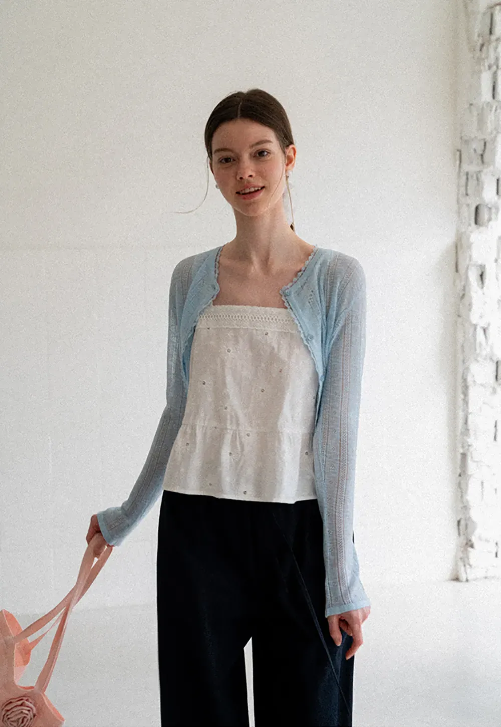 Lace Trim Square Neck Embroidered Tank Top