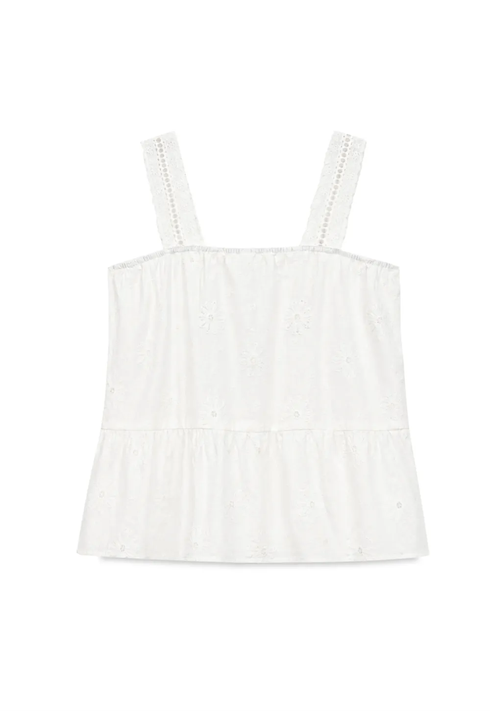 Lace Trim Square Neck Embroidered Tank Top