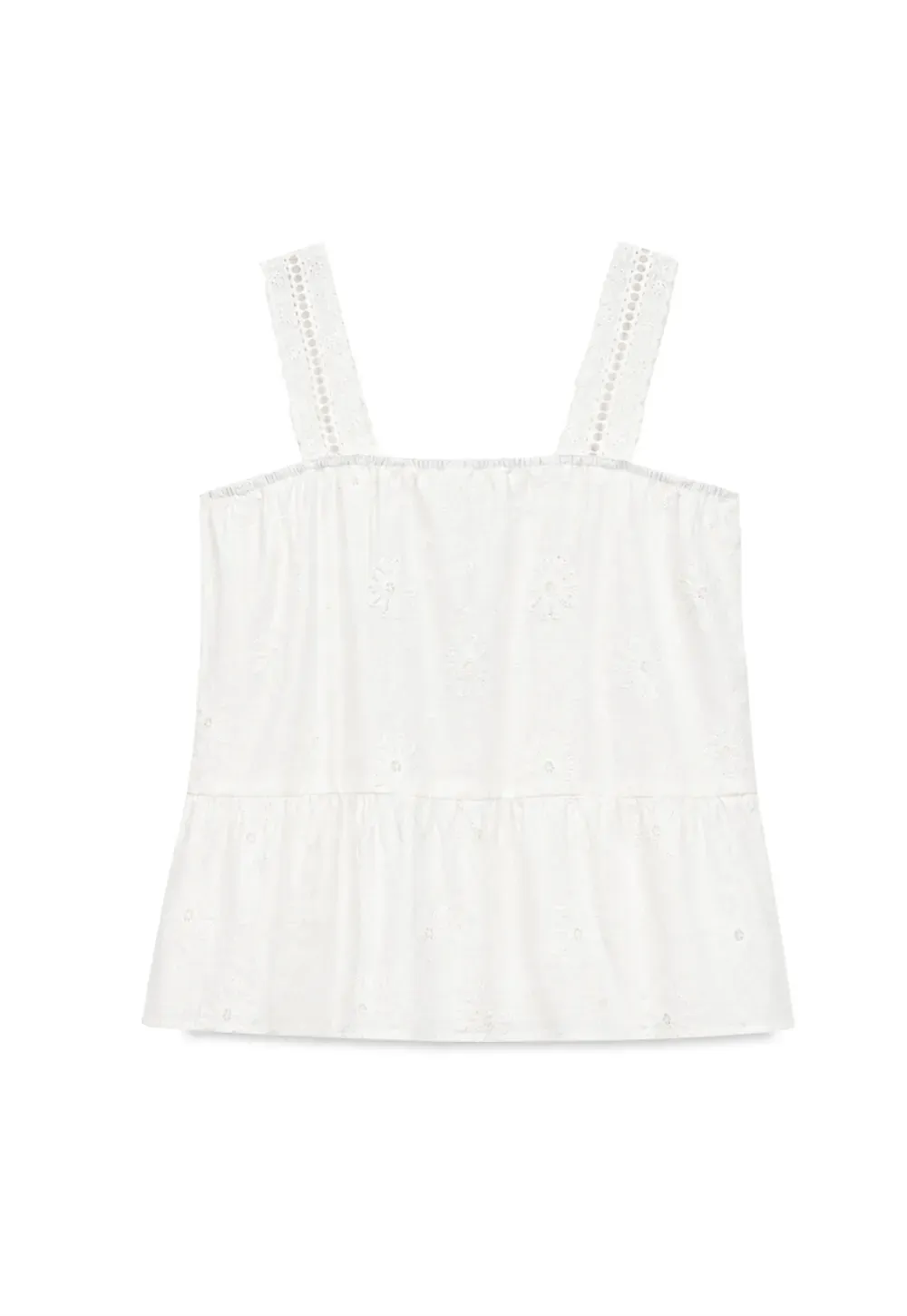 Lace Trim Square Neck Embroidered Tank Top