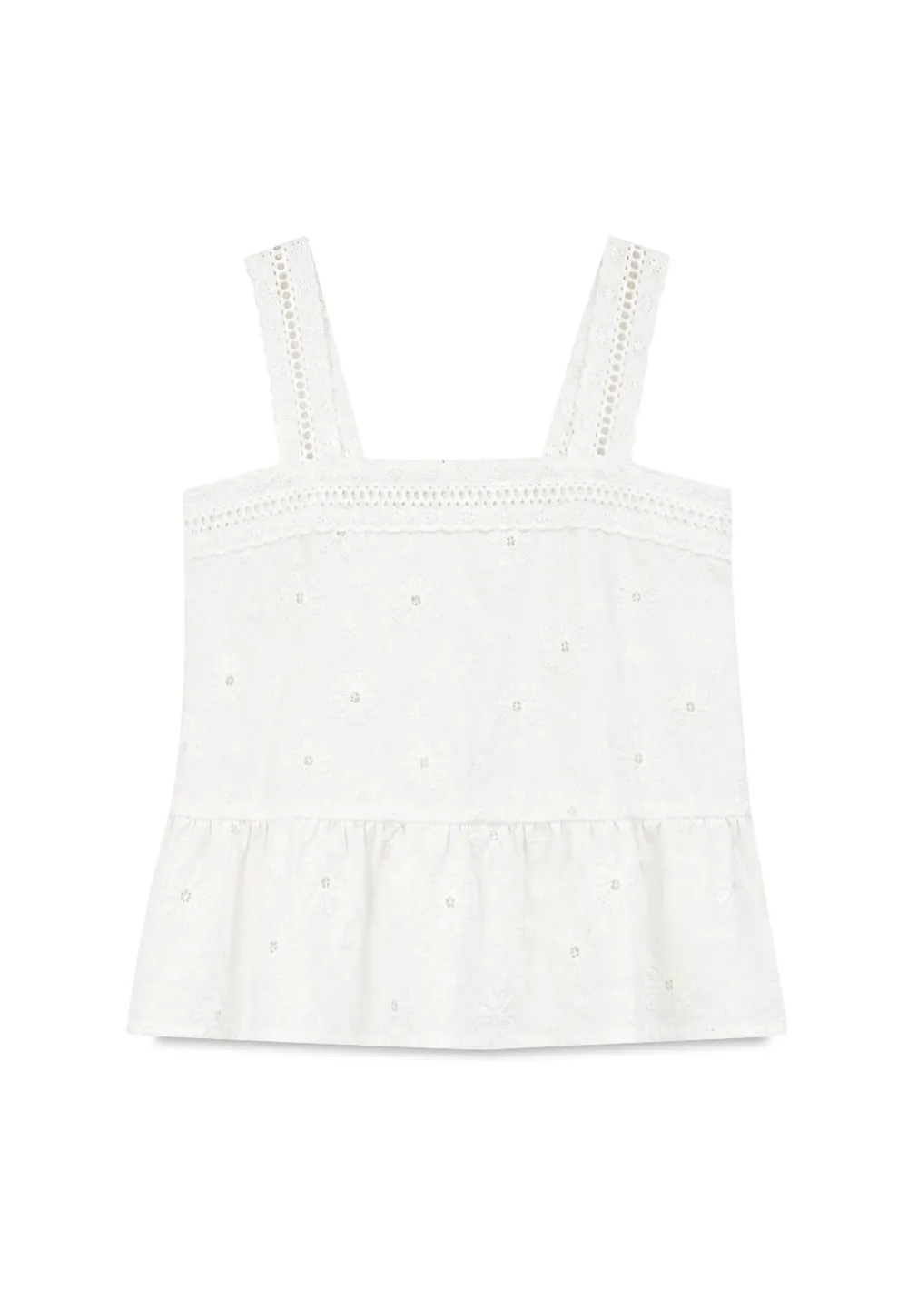 Lace Trim Square Neck Embroidered Tank Top