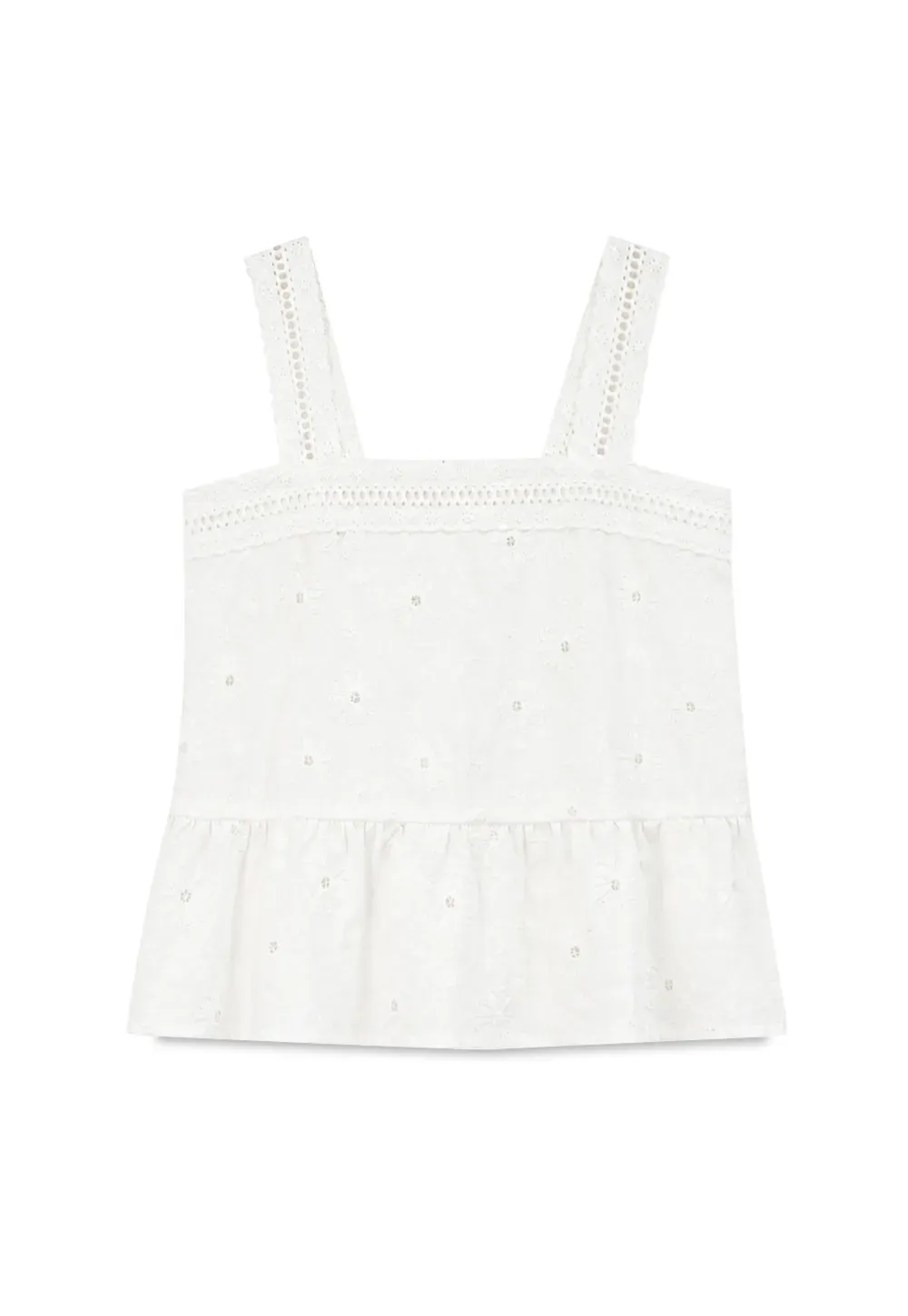 Lace Trim Square Neck Embroidered Tank Top