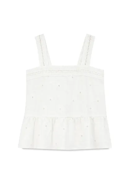 Lace Trim Square Neck Embroidered Tank Top