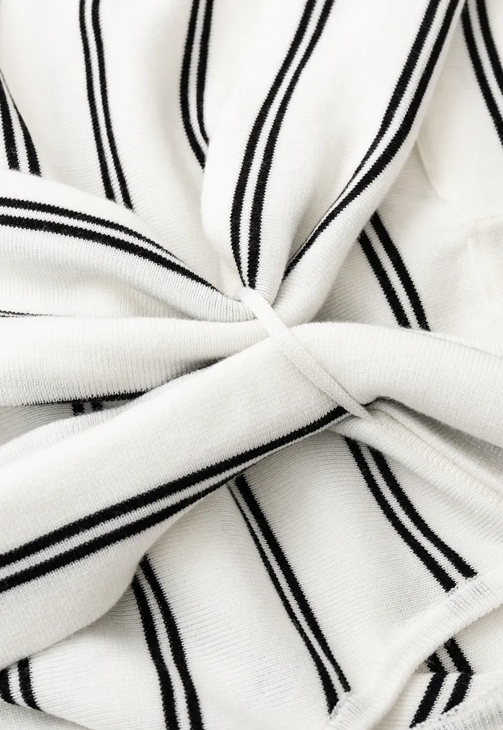 Off Shoulder Knotted Striped Ribbed Knit Tank Top