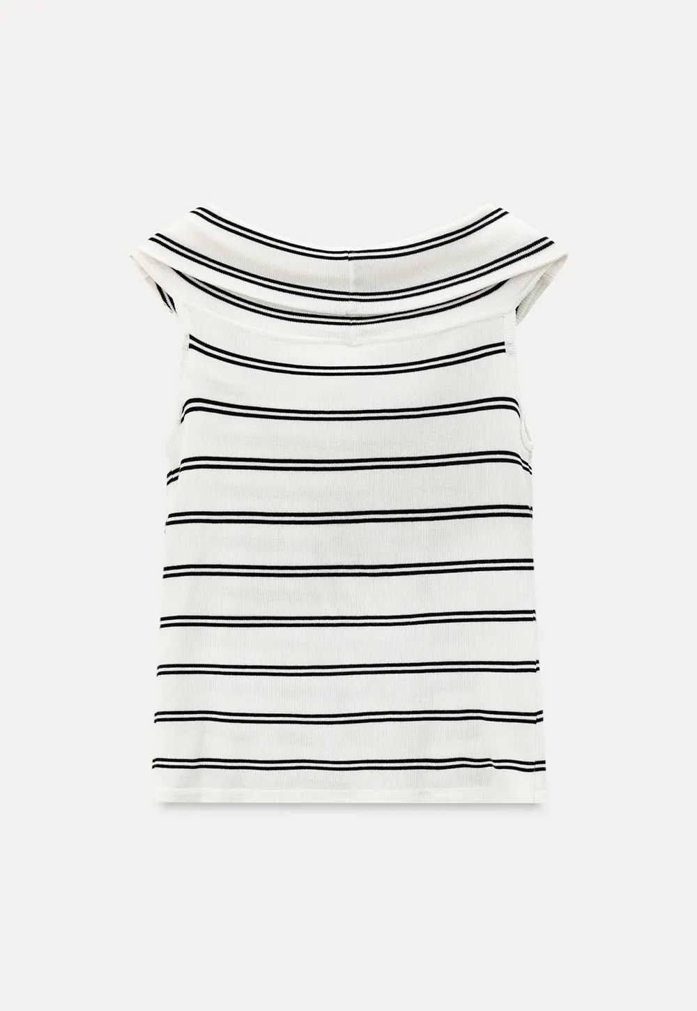 Off Shoulder Knotted Striped Ribbed Knit Tank Top