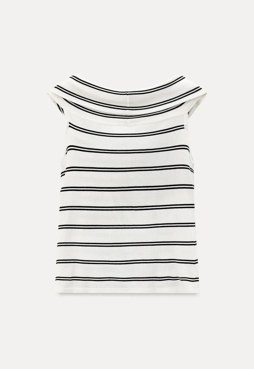 Off Shoulder Knotted Striped Ribbed Knit Tank Top
