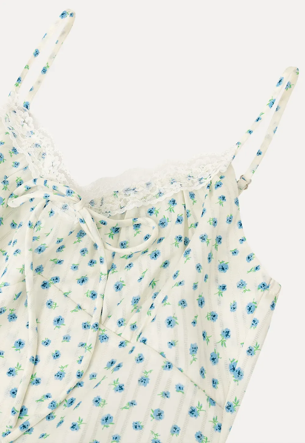 Lace Trim Polka Dot Drawstring Tank Top