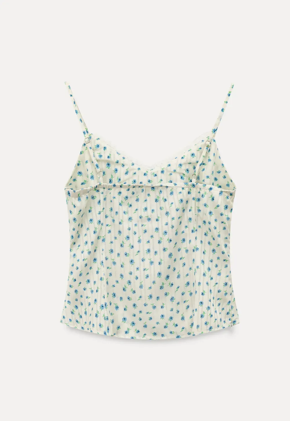 Lace Trim Polka Dot Drawstring Tank Top