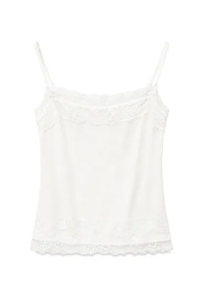 Lace Trim Striped Spaghetti Strap Tank Top