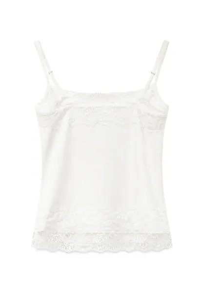 Lace Trim Striped Spaghetti Strap Tank Top