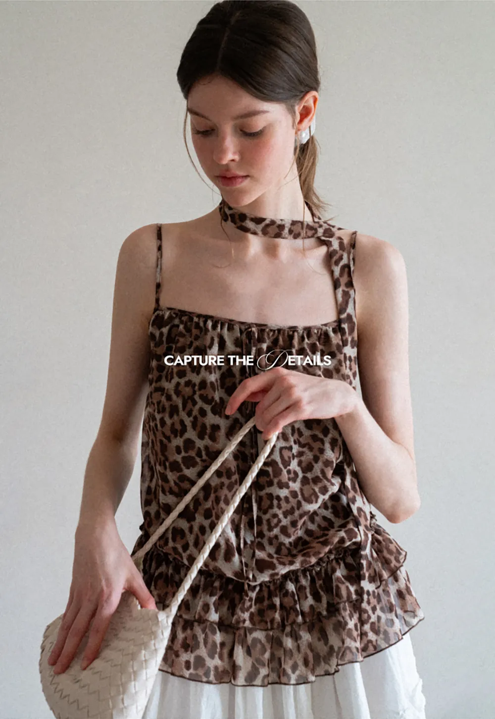Ruffled Leopard Print Halter Neck Tank Top