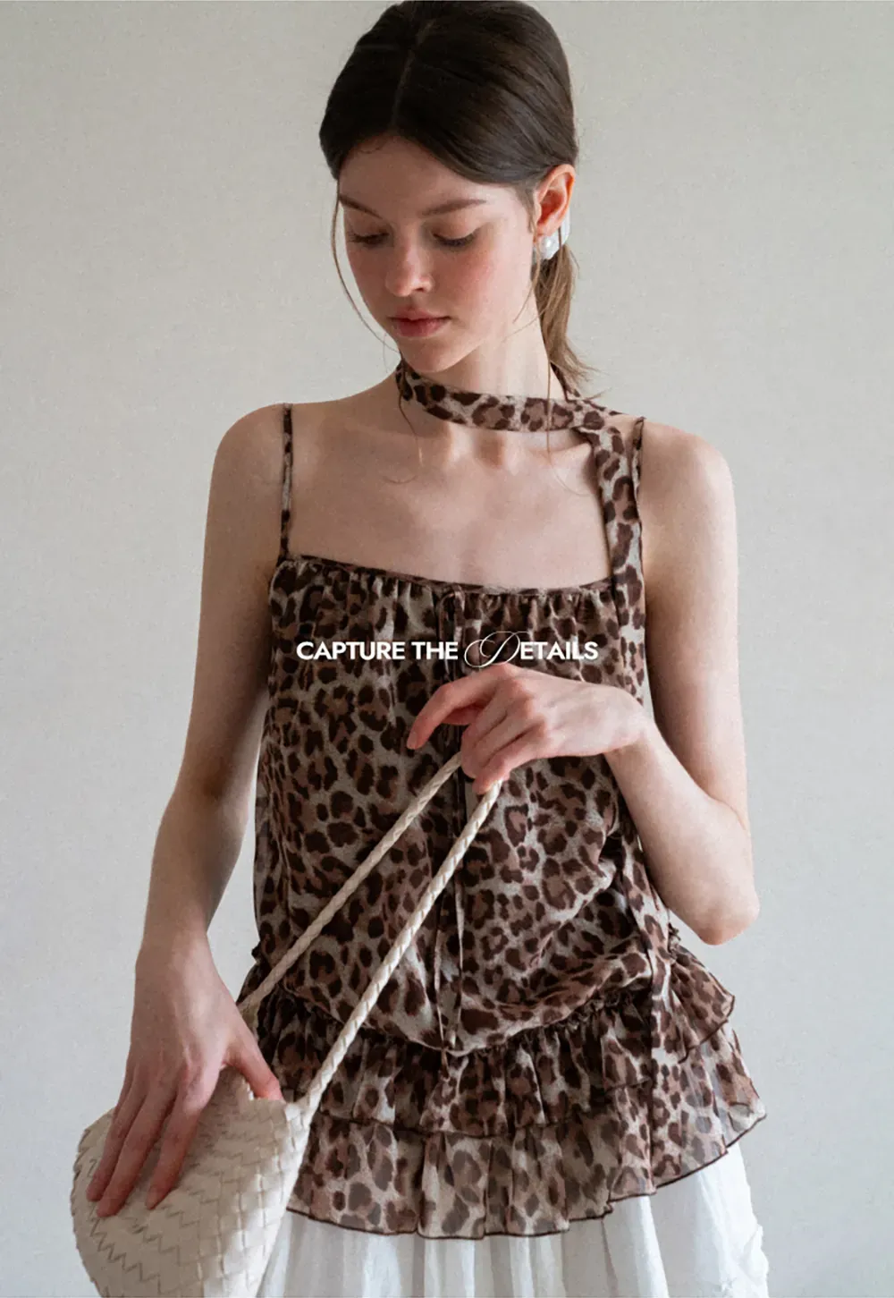 Ruffled Leopard Print Halter Neck Tank Top