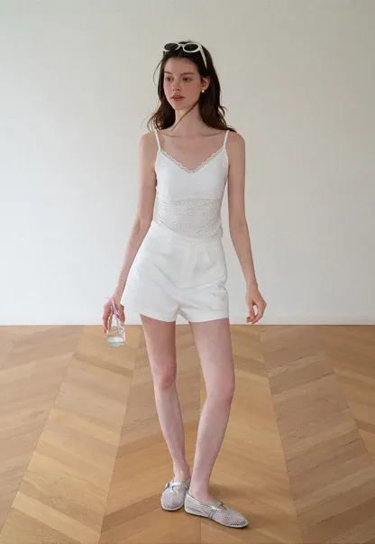 Lace Trim V Neck Sleeveless Top
