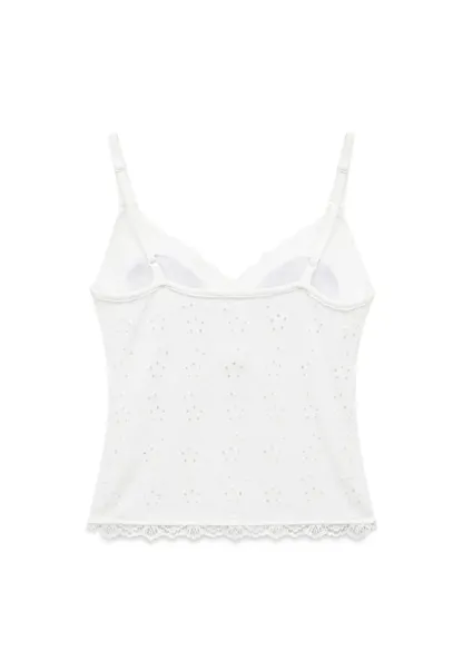 Lace Trim V Neck Sleeveless Top
