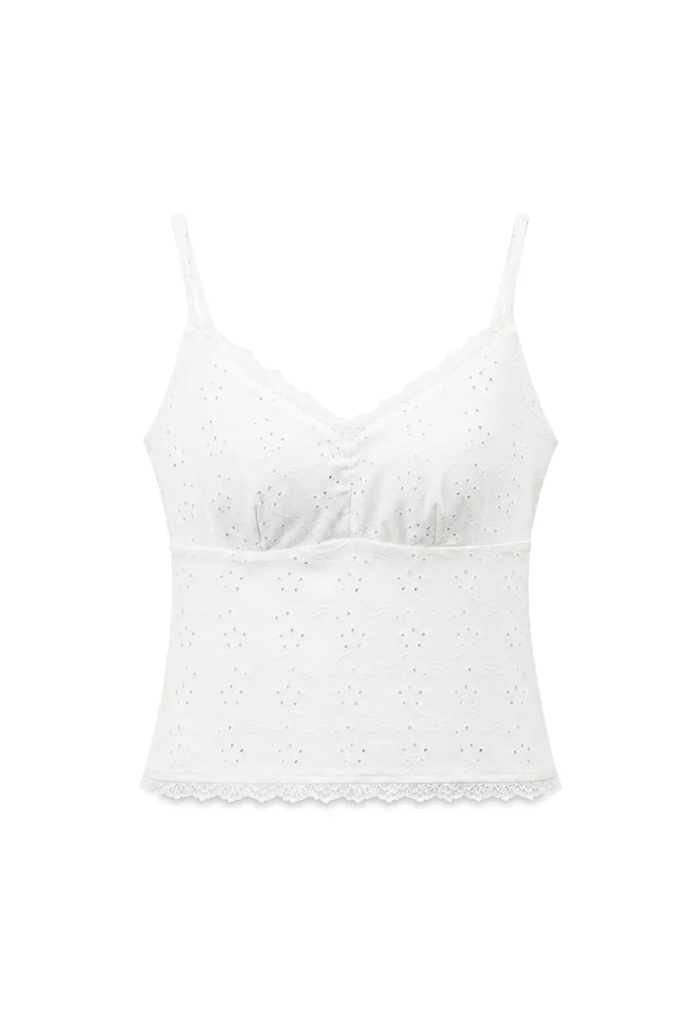 Lace Trim V Neck Sleeveless Top