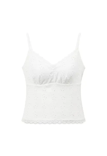 Lace Trim V Neck Sleeveless Top
