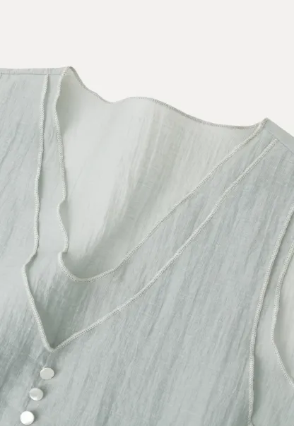 V Neck Drawstring Hem Sleeveless Top