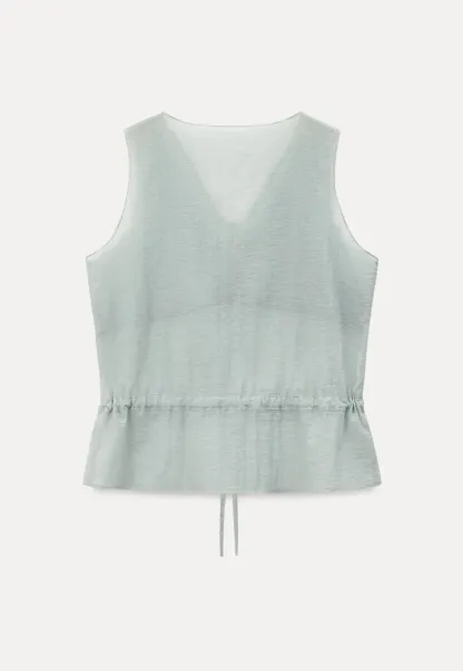 V Neck Drawstring Hem Sleeveless Top